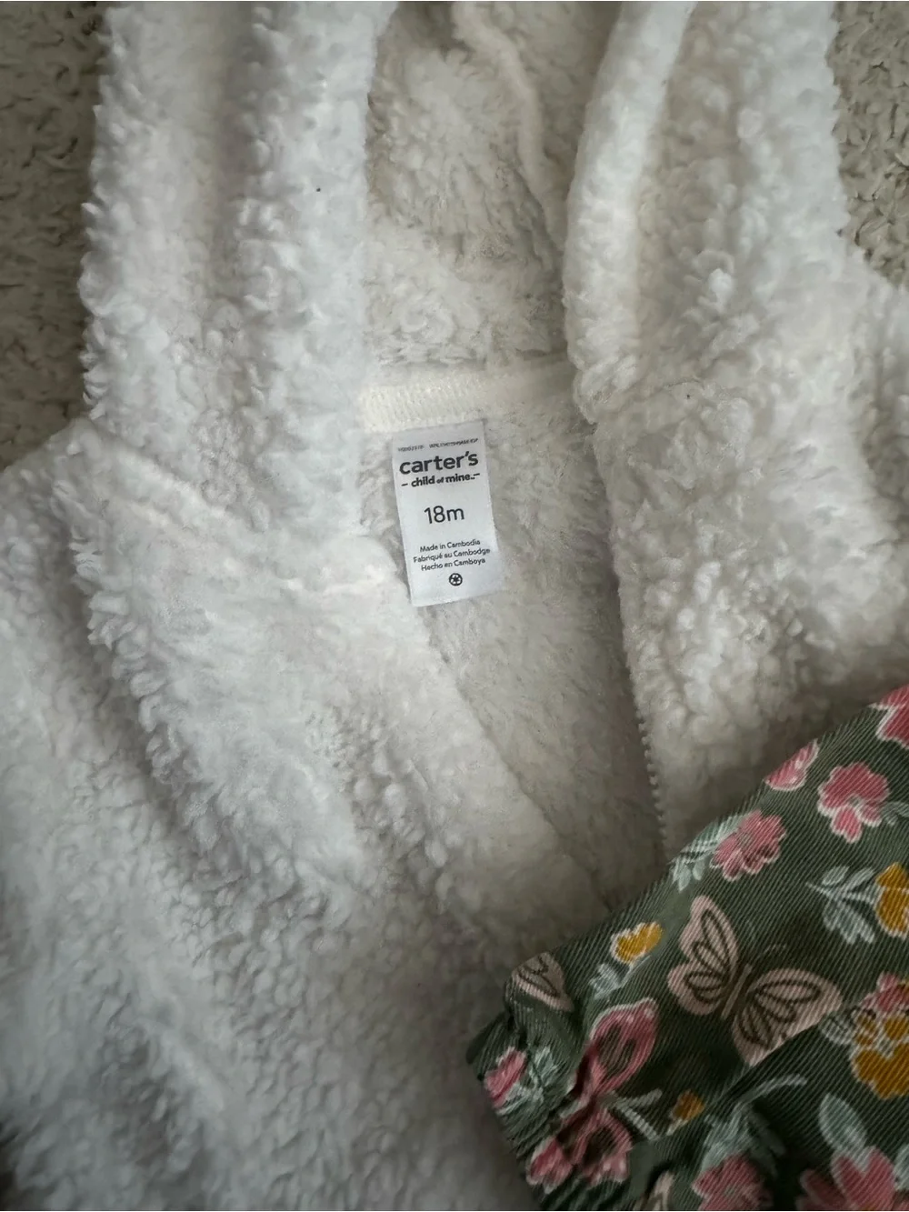 Toddler Floral Jacket with Sherpa Hood + Pink Bambi Footed Romper Set